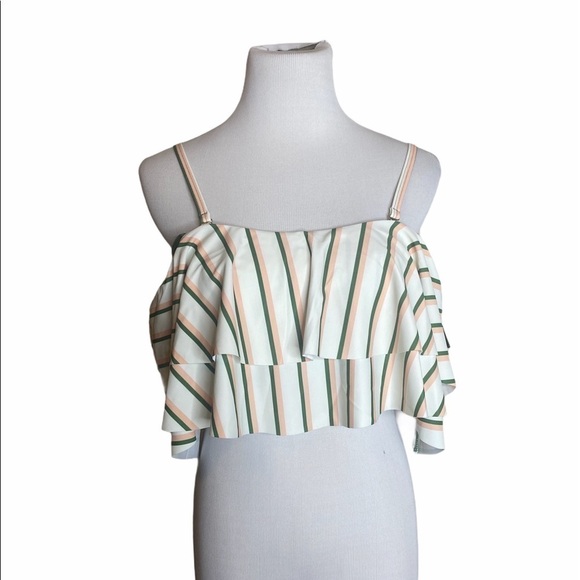 Tempt Me Stripe off the shoulder Bikini Top - Picture 1 of 6
